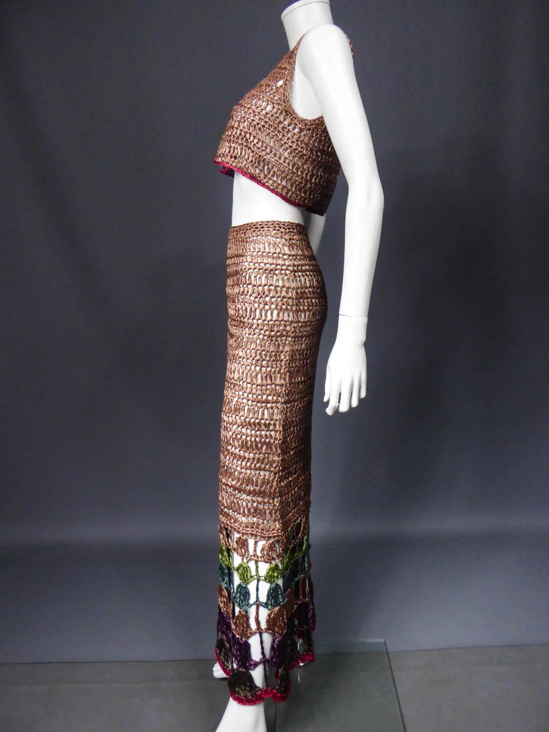 Bolero and Skirt Set in Raffia Knitting Circa 1970 In Excellent Condition In Toulon, FR
