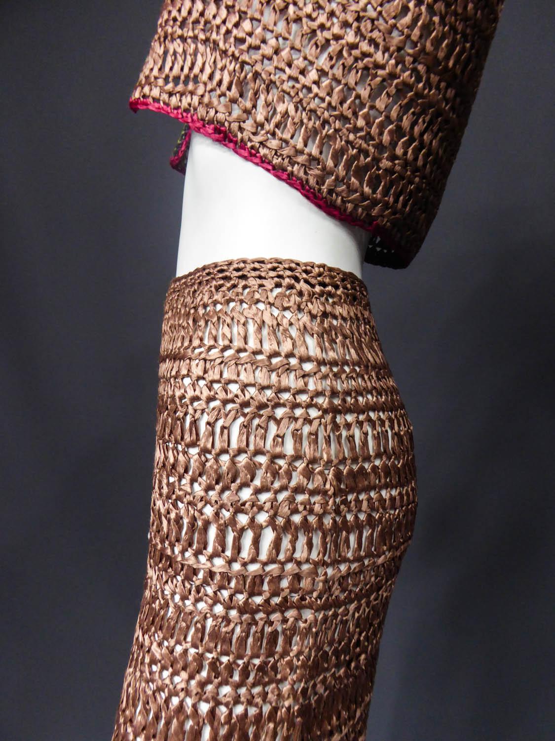 Women's Bolero and Skirt Set in Raffia Knitting Circa 1970