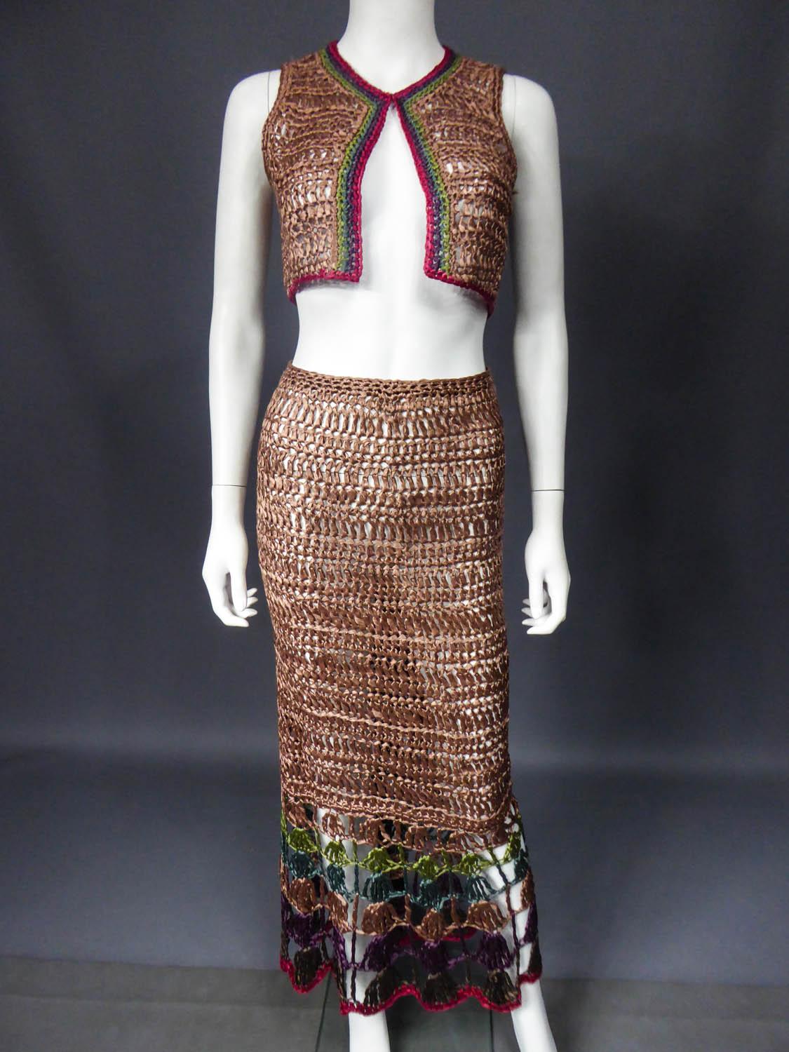 Bolero and Skirt Set in Raffia Knitting Circa 1970 1