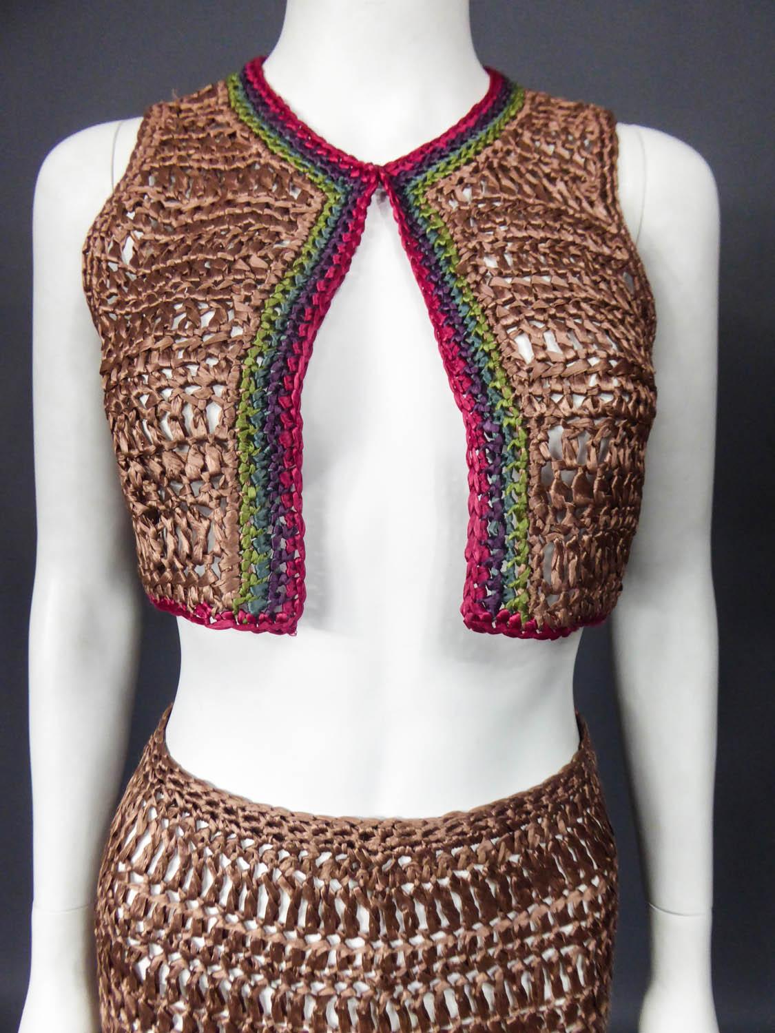 Bolero and Skirt Set in Raffia Knitting Circa 1970 2