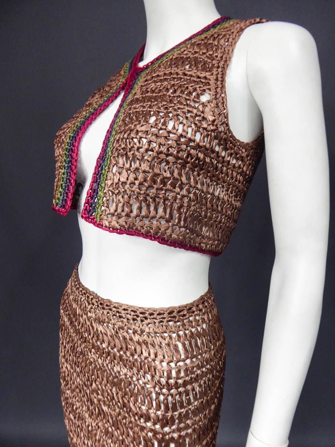 Bolero and Skirt Set in Raffia Knitting Circa 1970 3