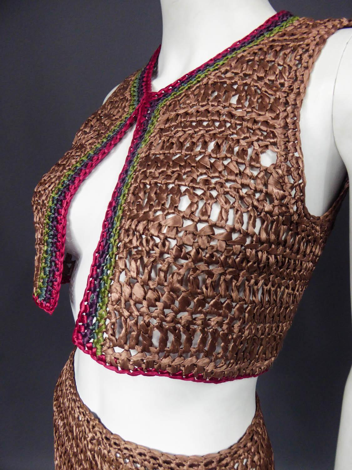 Bolero and Skirt Set in Raffia Knitting Circa 1970 4