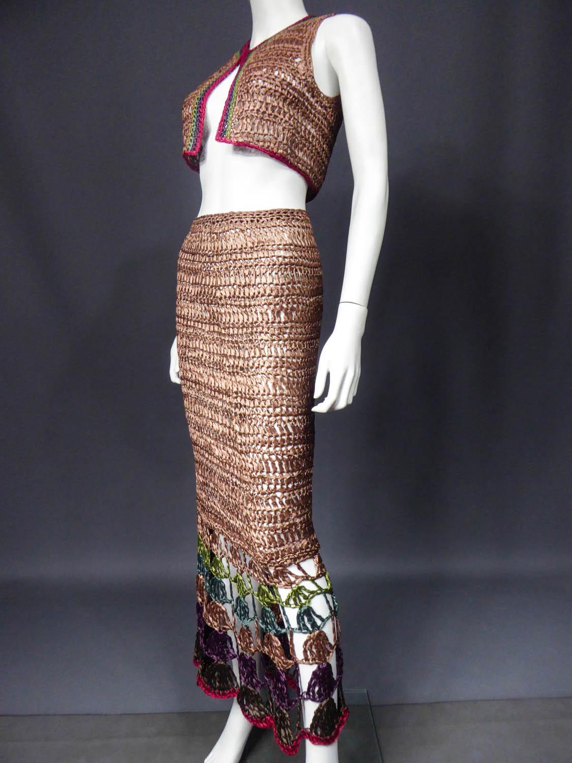 Bolero and Skirt Set in Raffia Knitting Circa 1970 5