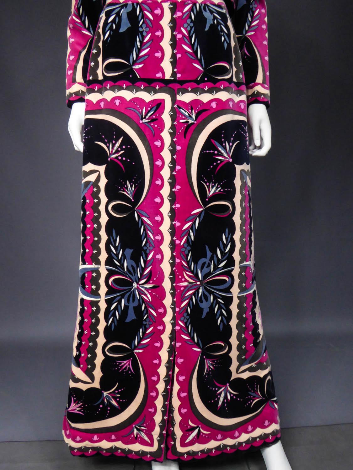 Black An Emilio Pucci Printed Velvet Jacket and Skirt Set Circa 1970 For Sale