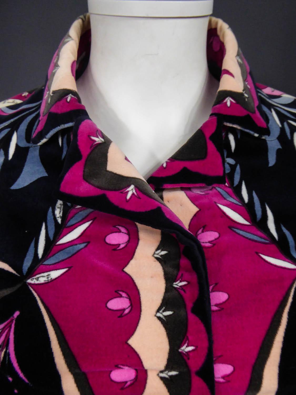 An Emilio Pucci Printed Velvet Jacket and Skirt Set Circa 1970 For Sale 1
