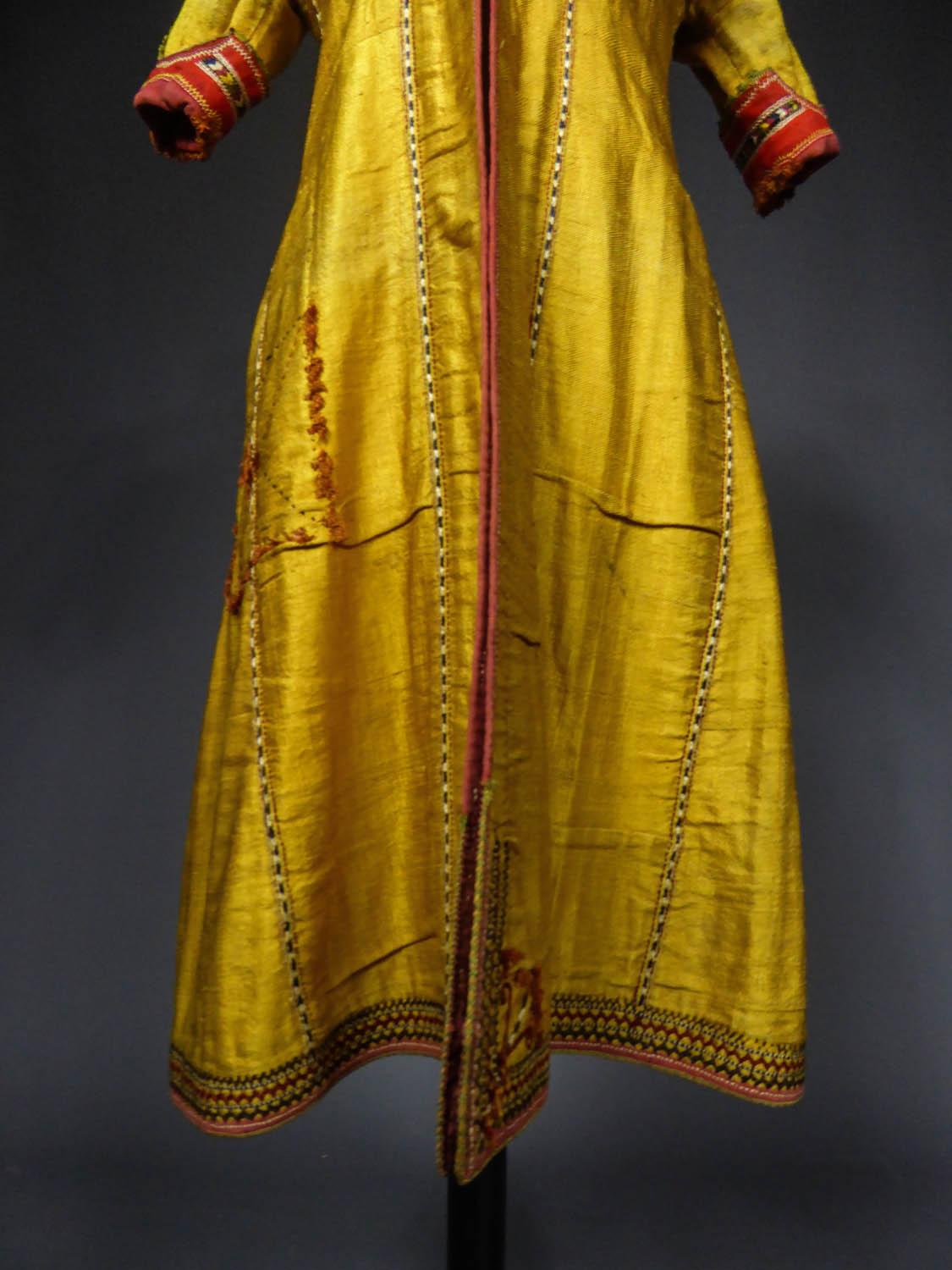 Brown Yellow gold silk coat and embroidery - Afghanistan early 20th century