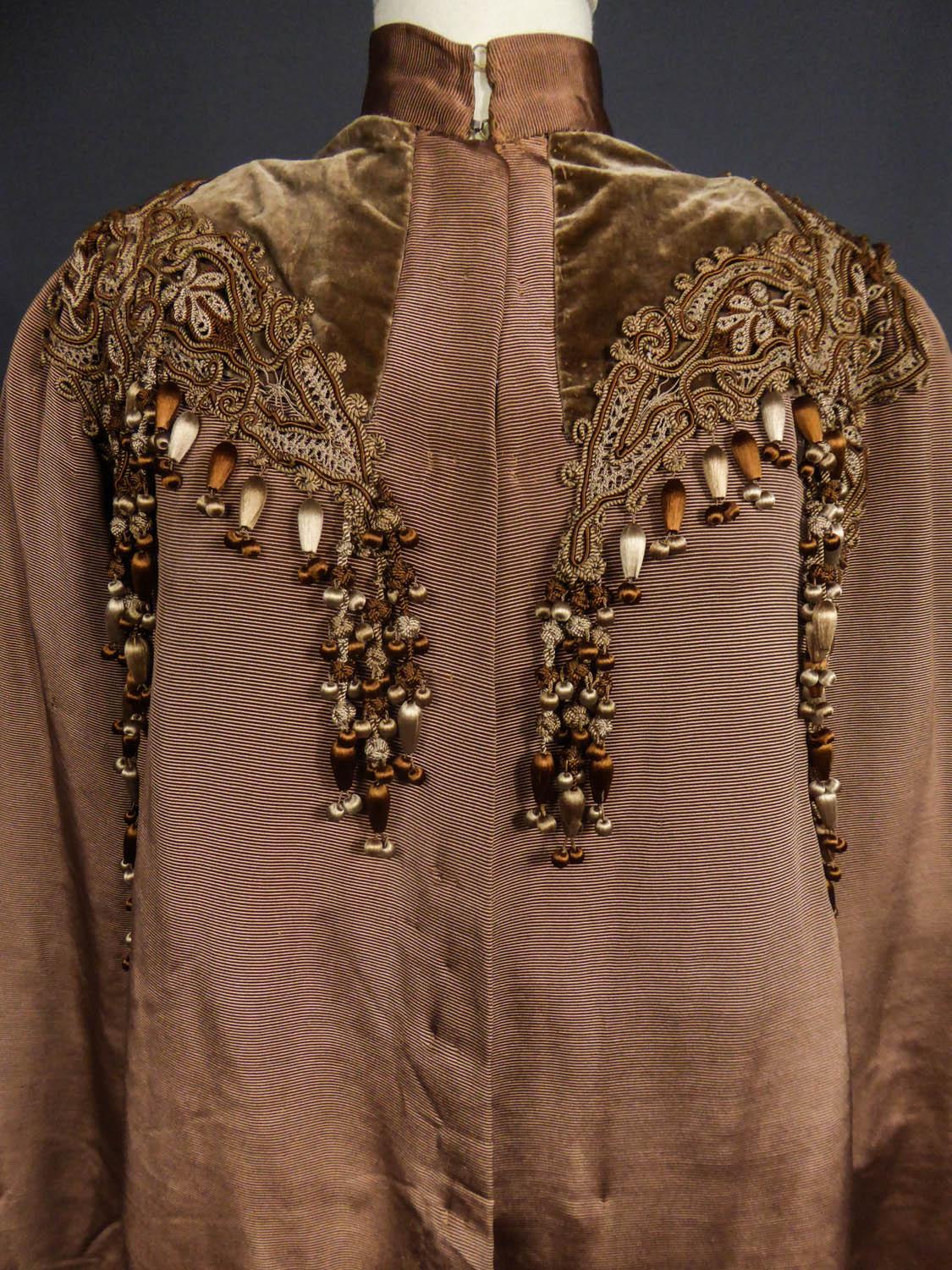 Brown French Evening Cape with Trimmings Emile Pingat style 1890 - 1905