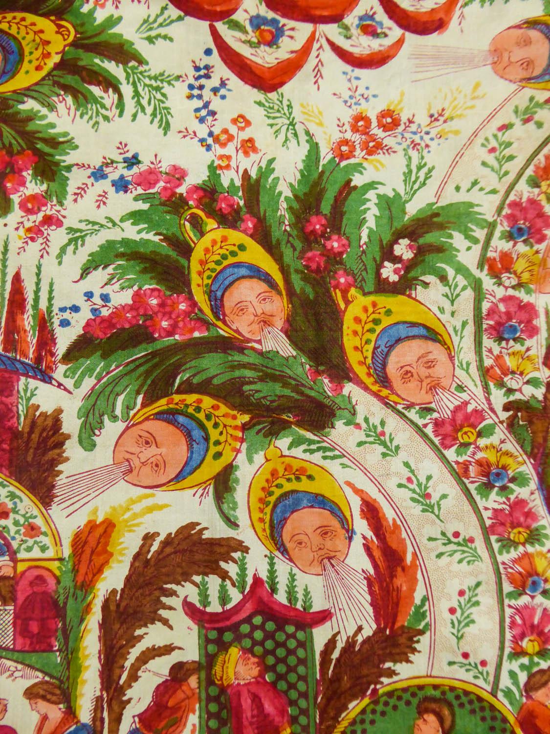 Women's or Men's Silk Pongee Printed Scarf With Kokoshnik and Chinoiserie - Manufacture Hausmann 