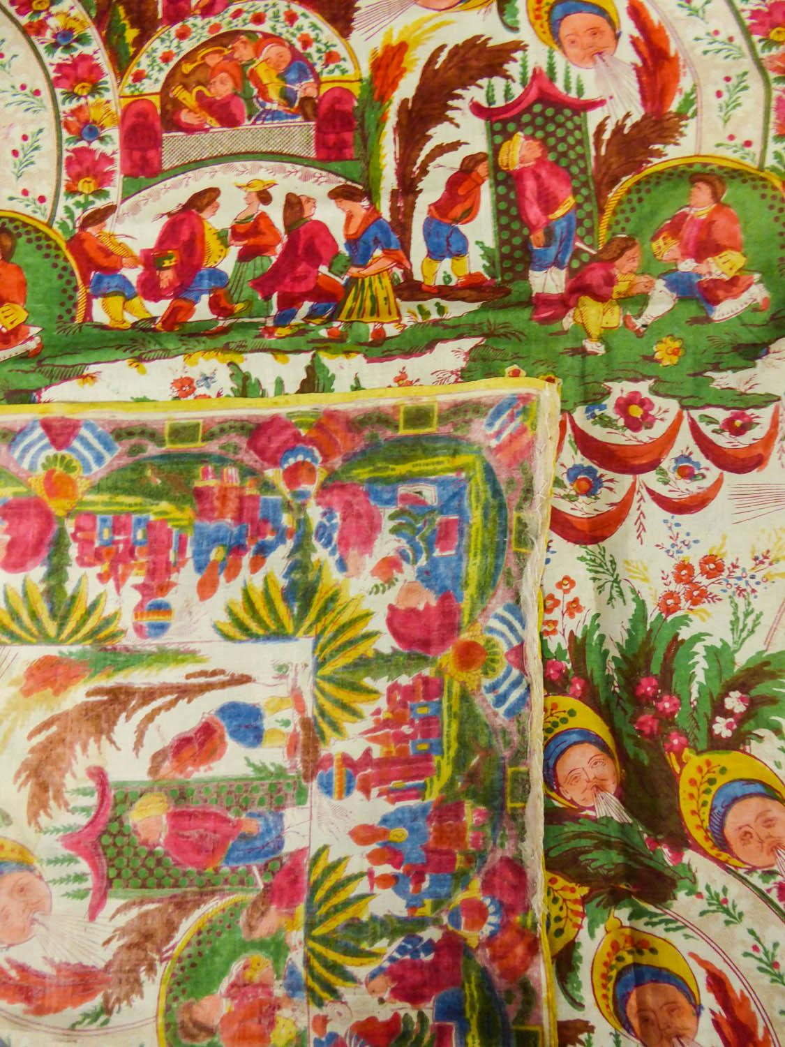 Silk Pongee Printed Scarf With Kokoshnik and Chinoiserie - Manufacture Hausmann  9
