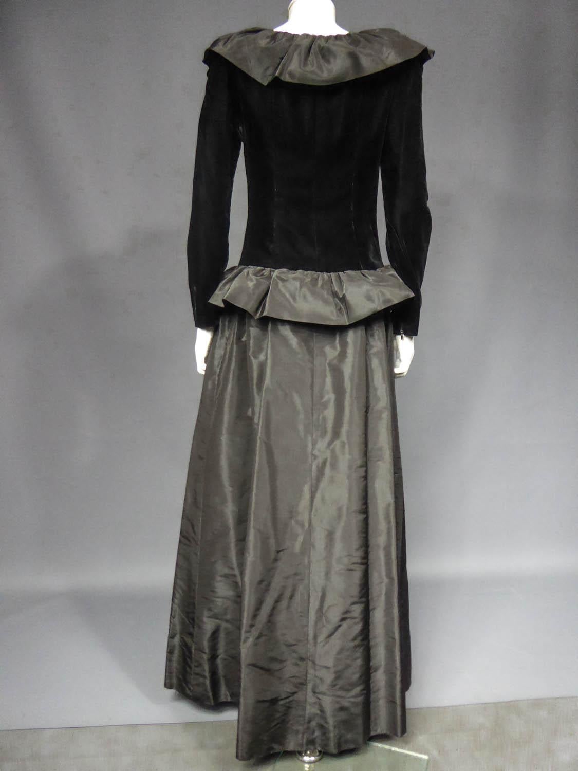 A Givenchy Couture Velvet and Taffeta Evening Dress - French Circa 1980  For Sale 6