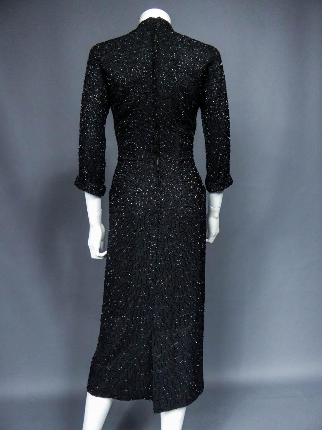 Ceil Chapman Dress in Silk Embroidered with Sequins Circa 1950 7