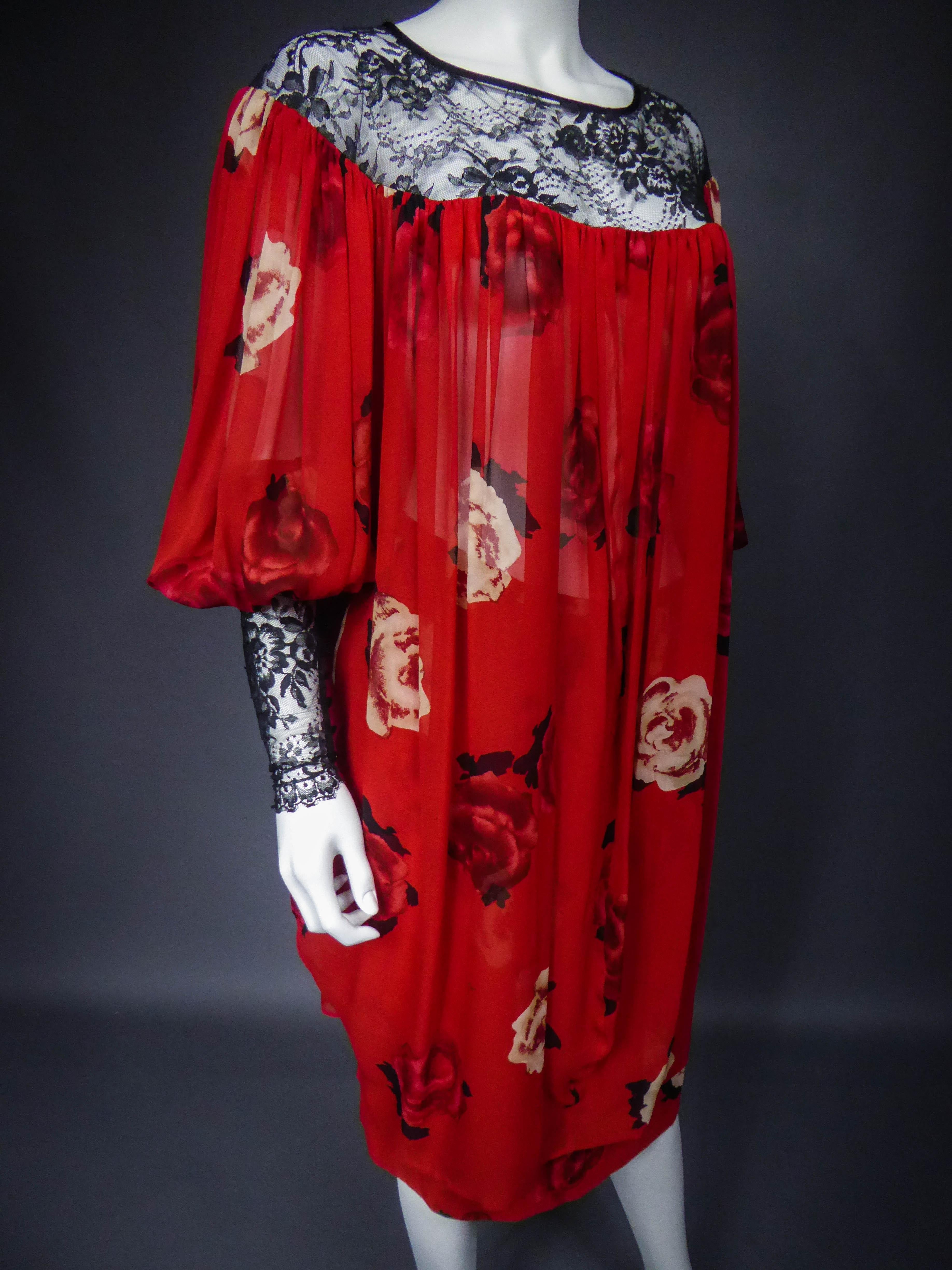 Red Yves Saint Laurent Haute Couture set (attributed to) Circa 1989 For Sale