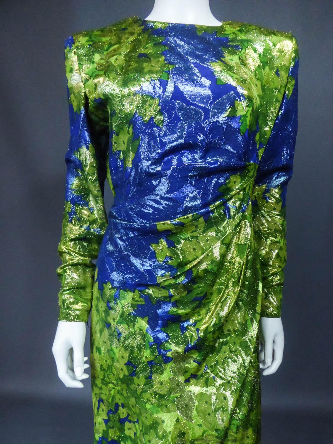 Yves Saint Laurent Lamé Evening Dress Van Gogh Collection Circa 1989 In Good Condition In Toulon, FR