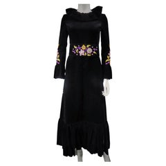  Jean-Louis Scherrer Französisches Couture Kleid aus schwarzem Samt um 1990