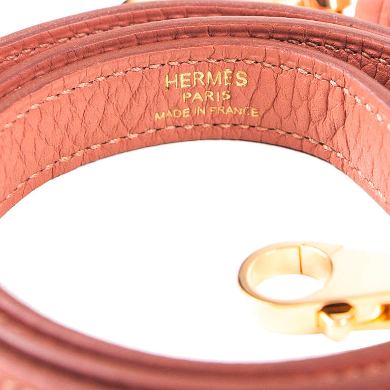 New Hermes 35cm Kelly Dusty Pink Rose Tea Clemence Leather Gold Hardware 6
