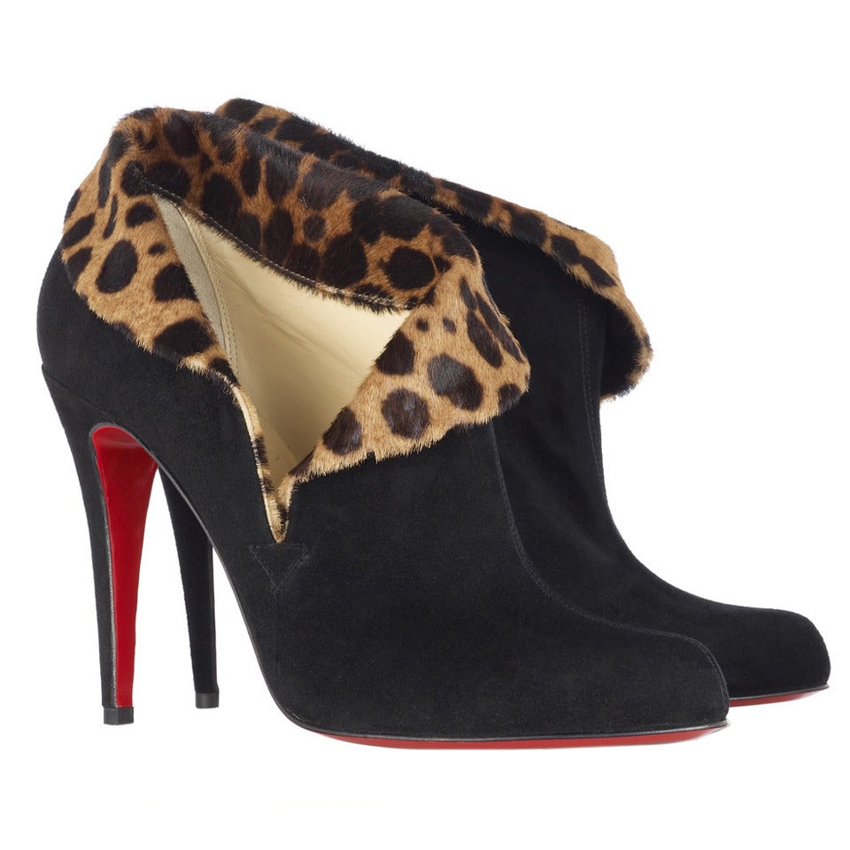 CHRISTIAN LOUBOUTIN 100 Suede Charme Boot Suede/Pony R $1125 For Sale