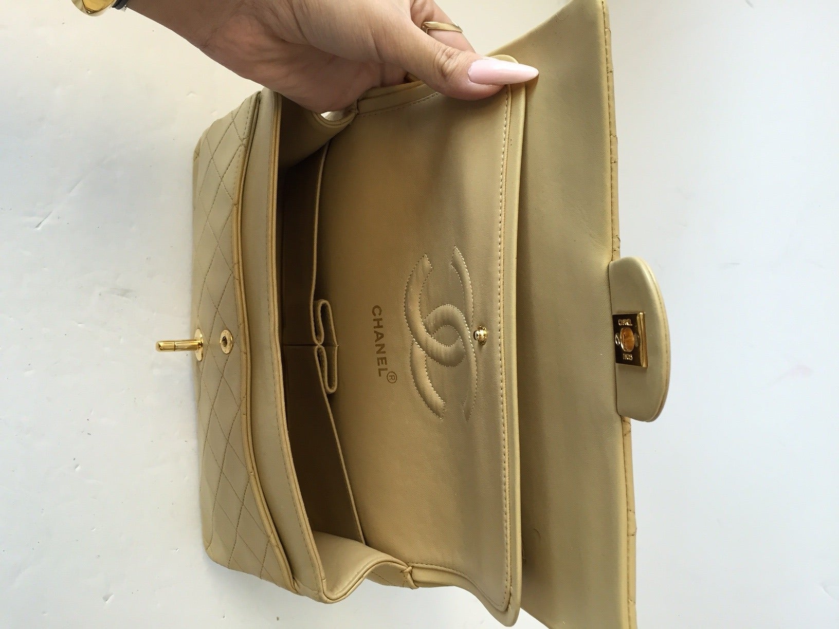 Chanel Beige Medium 2.55 Double Flap Bag For Sale 1