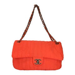 CHANEL Nylon Vertical Quilted Jumbo Flap
