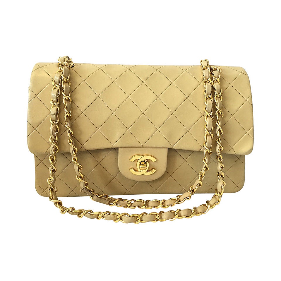 Chanel Beige Medium 2.55 Double Flap Bag For Sale