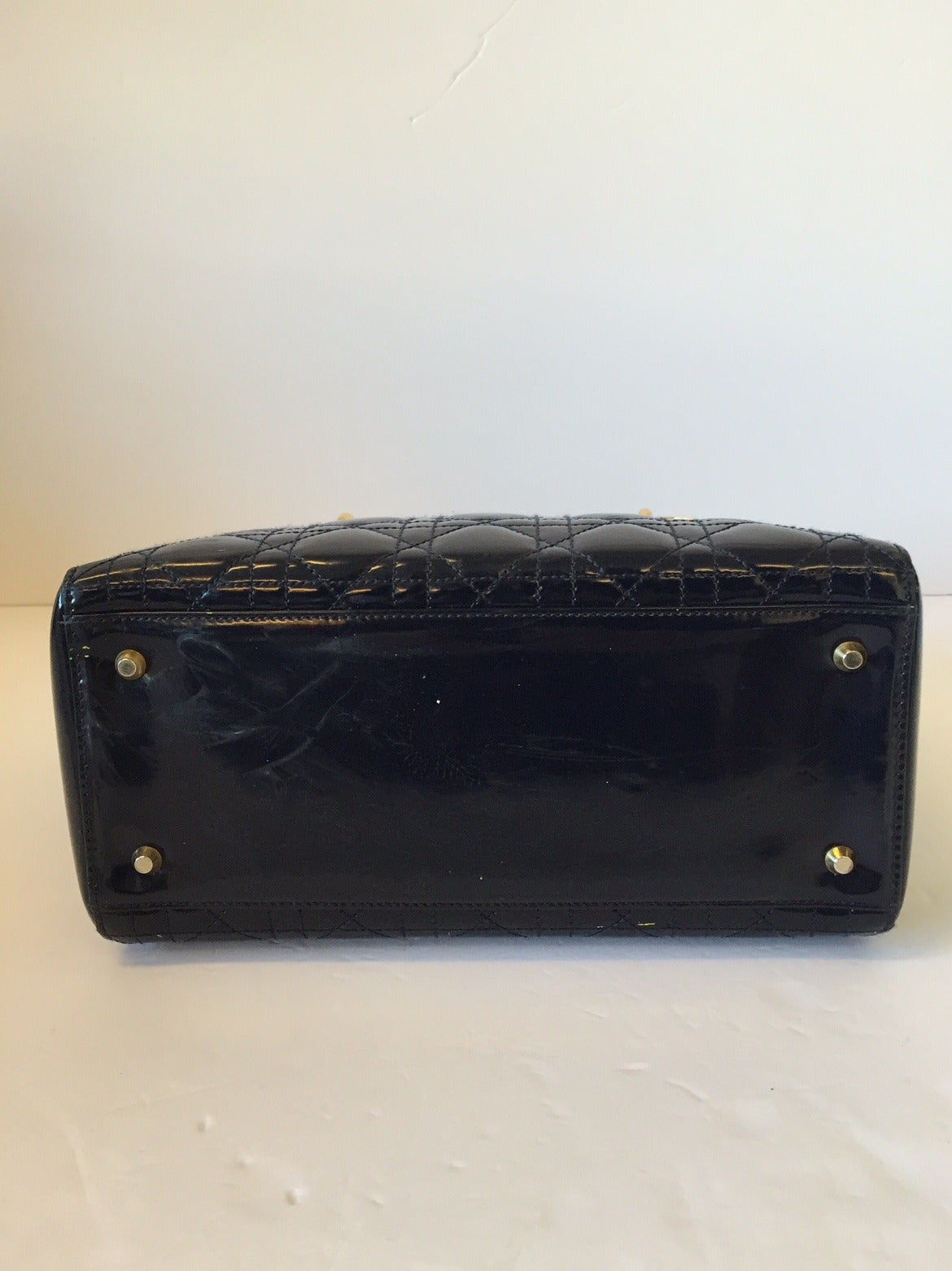 Lady Dior Medium Patent Leather Midnight Bag Retail $3600 In Good Condition For Sale In Westmount, Quebec