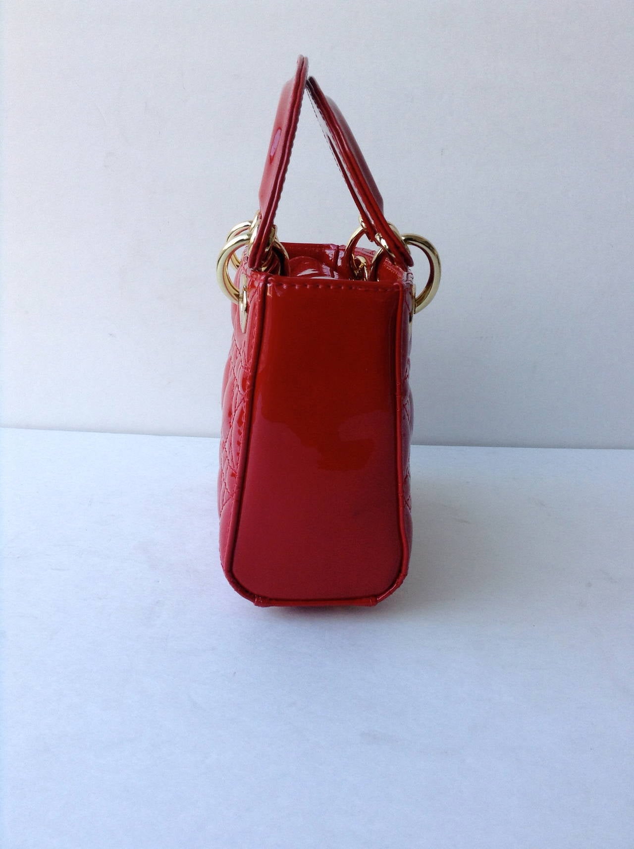 Women's Red Patent Christian Dior Lady Dior Bag For Sale