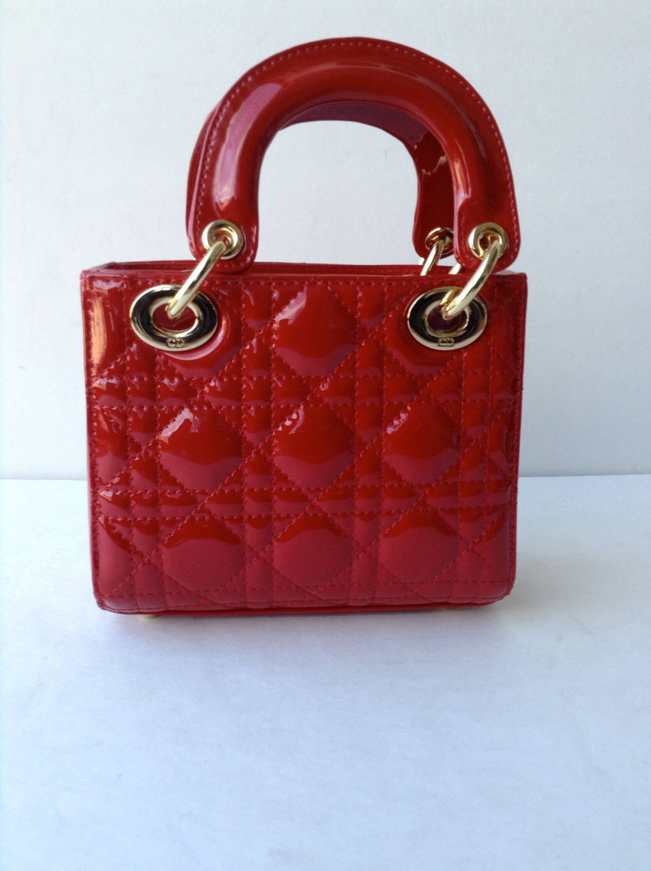 Red Patent Christian Dior Lady Dior Bag For Sale 1