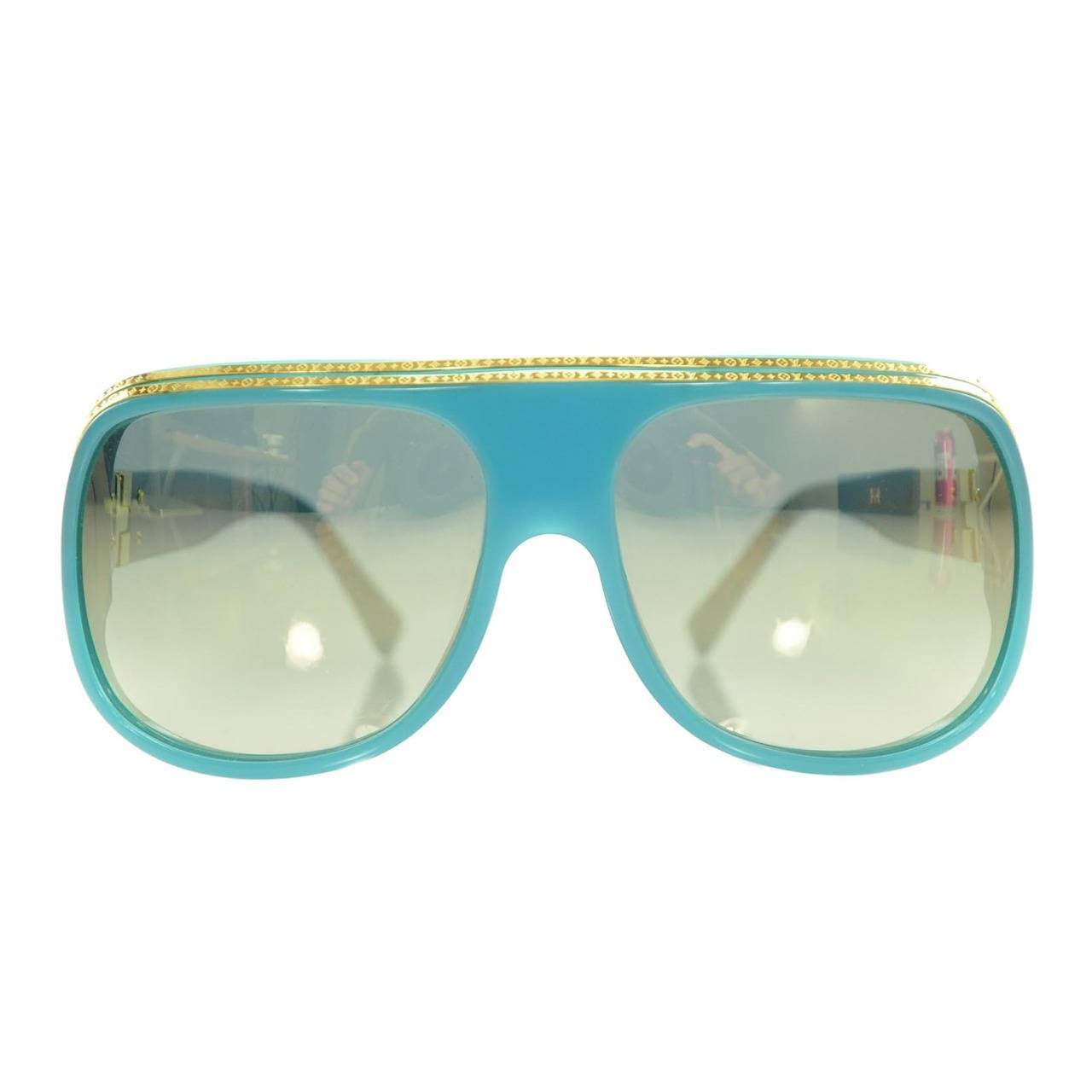 1.1 millionnaires sunglasses Louis Vuitton Turquoise in Plastic - 23968851