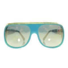 Vintage Louis Vuitton Millionaire Sunglasses Turquoise w Gold Plated Lenses LE