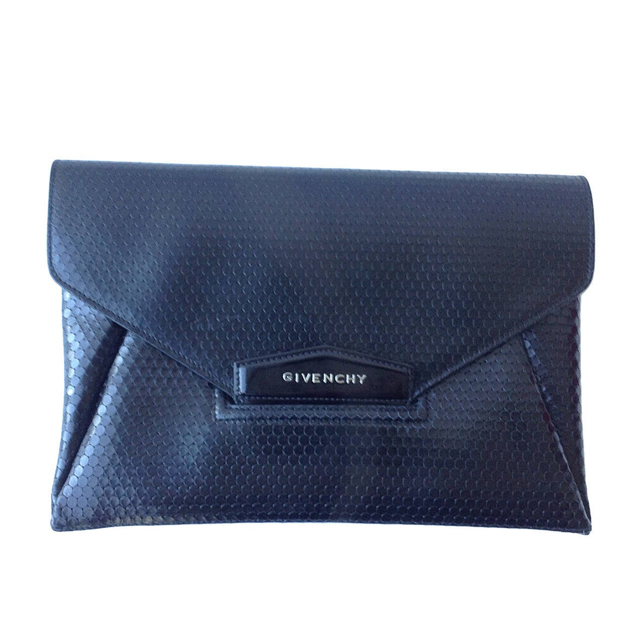 Givenchy Black leather Antigona envelope clutch For Sale