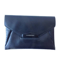 Used Givenchy Black leather Antigona envelope clutch