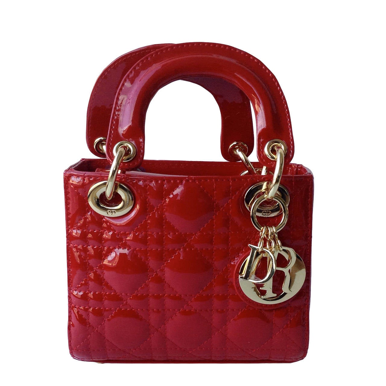 Red Patent Christian Dior Lady Dior Bag For Sale