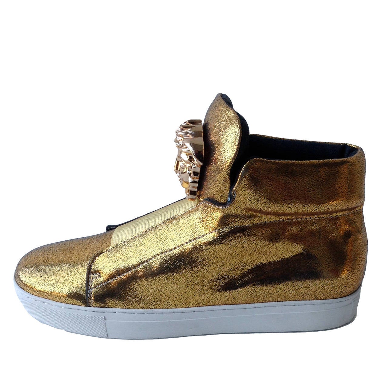 Versace Gold Palazzo High Top Men's Sneakers For Sale