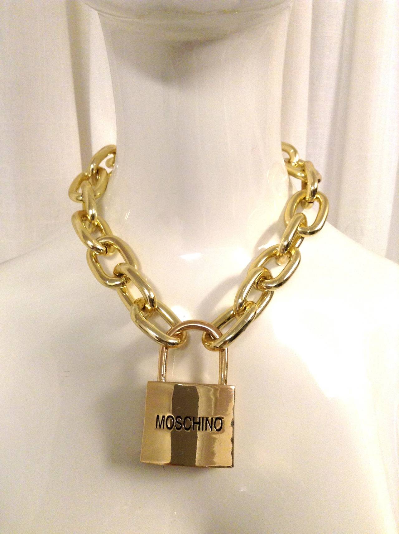 2014 Jeremy Scott for Moschino Over Size Pad Lock Chain Choker