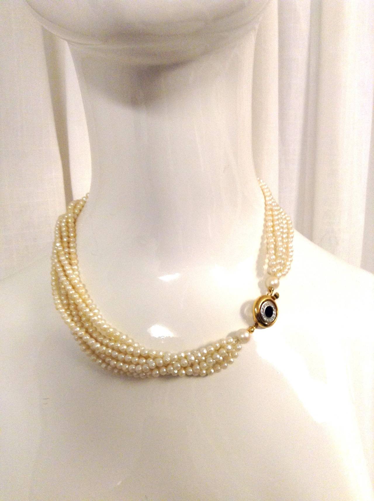 1990's Givenchy six strand mother of pearl necklace