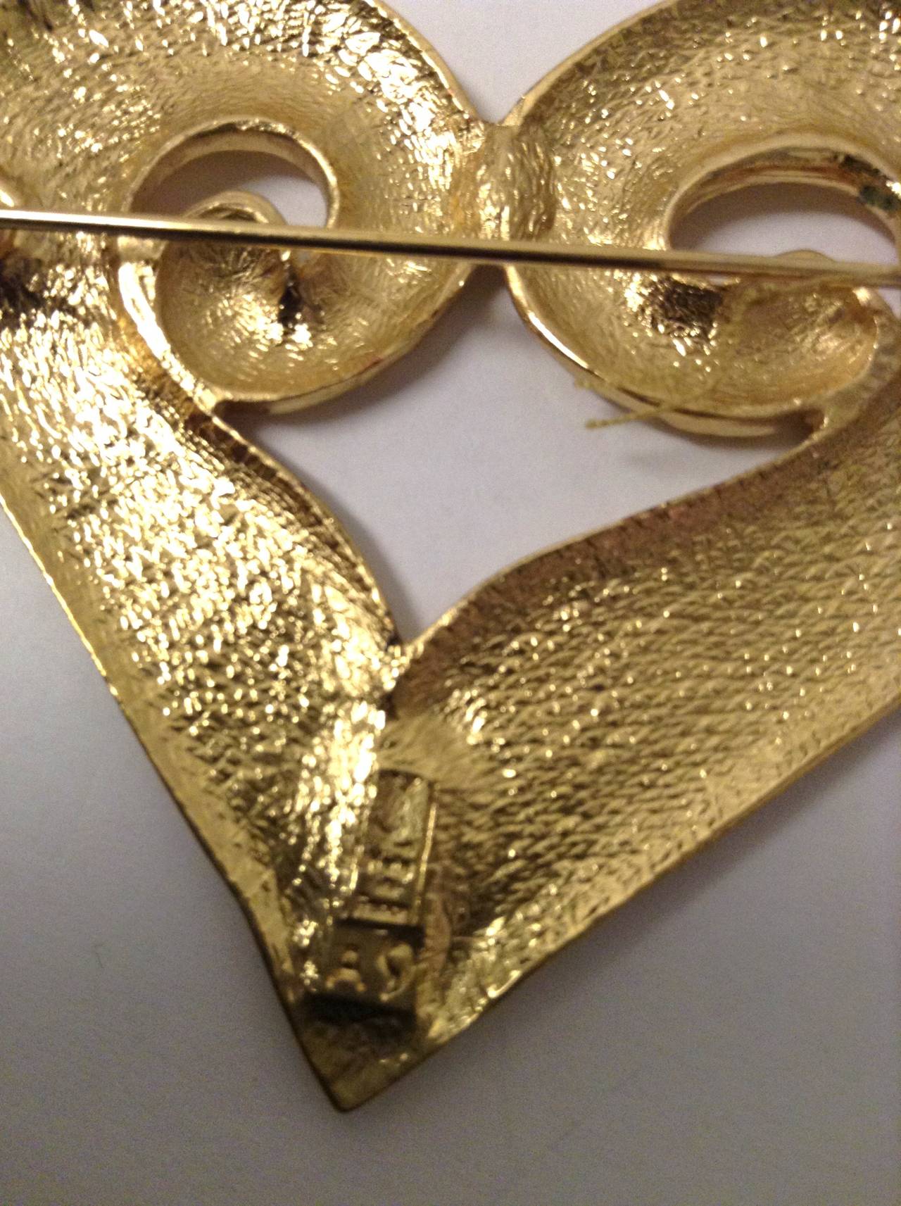 1990s Yves Saint Laurent oversize gold Heart Brooch