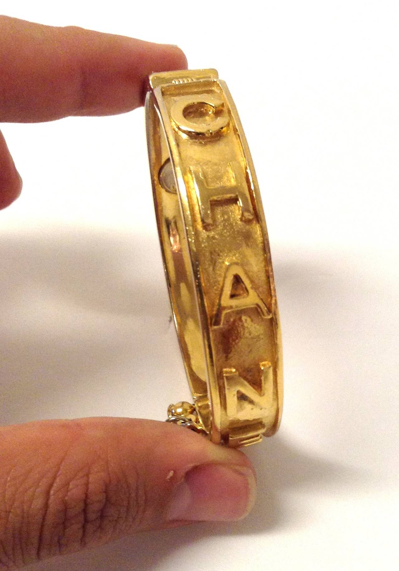 1990s Chanel LOGO Gold Tone Bangle
