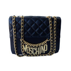 Moschino Charm Letters Quilted Small Flap Black