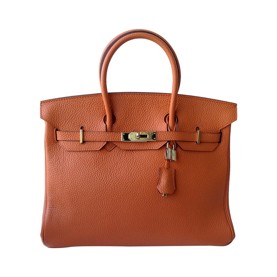 Hermes Birkin Orange 30 Togo Handbag For Sale