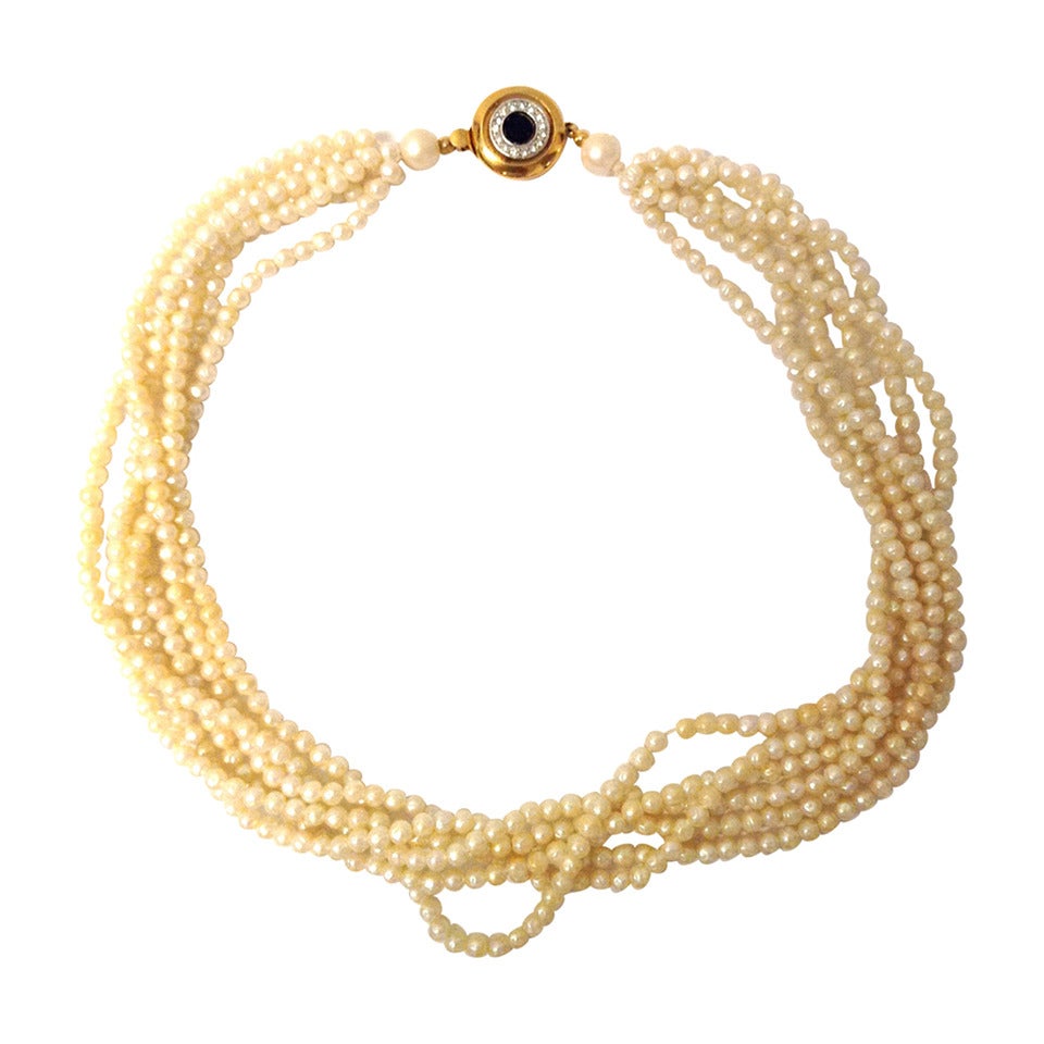 1990
s Givenchy six strand mother of pearl necklace For Sale