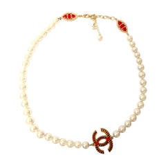 2014 Chanel Paris Dallas CC Logo pearl Strand necklace Retail $2400