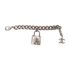 Antique 2014 Chanel Clear Lucite Pad Lock Bracelet