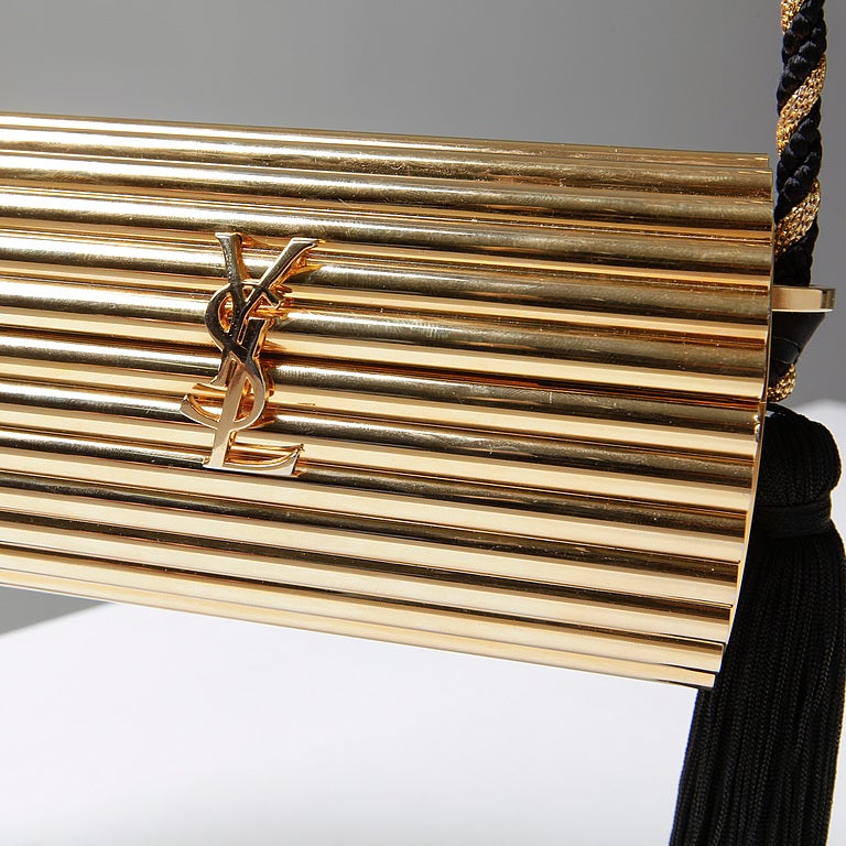 1990s Yves Saint Laurent Gold Tassel Clutch Bag For Sale 1