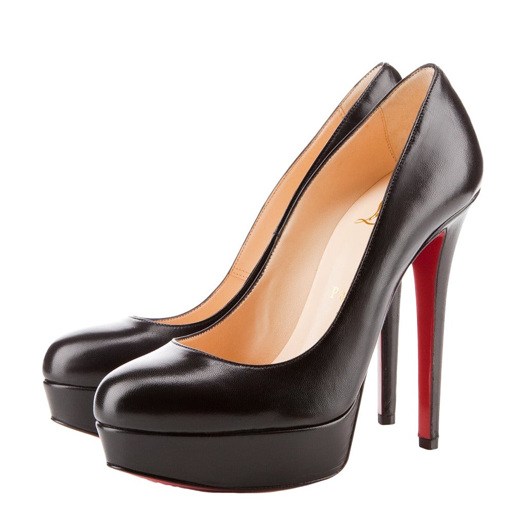 2014 CHRISTIAN LOUBOUTIN Classic Bianca 140 mm Kid Skin leather 37.5 Retail  $875 For Sale at 1stDibs
