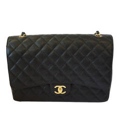 Chanel Black Caviar Leather 2.55 Maxi Bag 2011