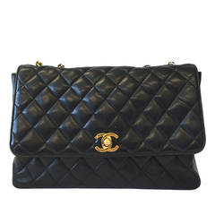 Vintage Chanel Lambskin 2.55 Single Flap Bag with Gold Hardware