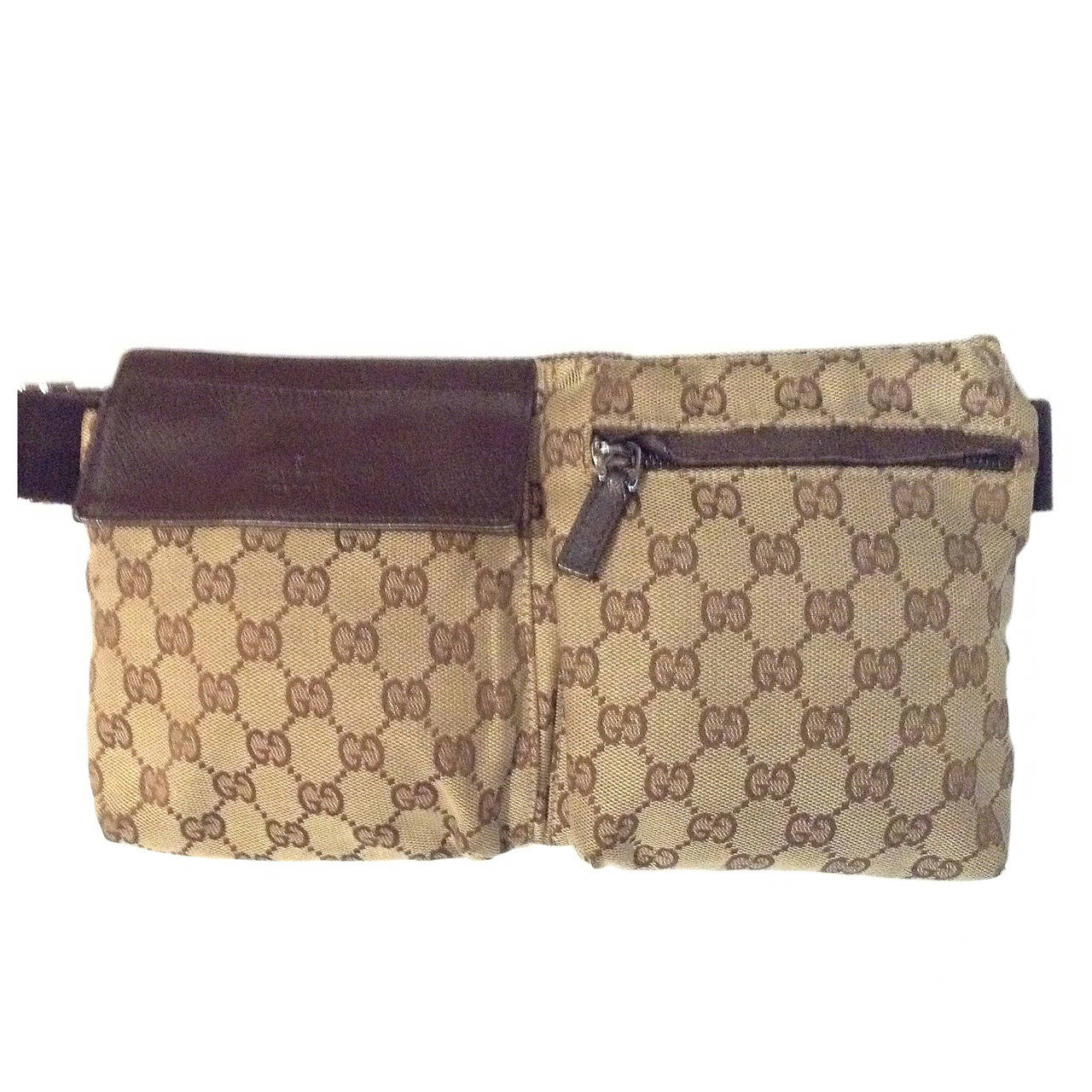 2013 Gucci Tan GG Monogram Belt Bag Retail $590 For Sale