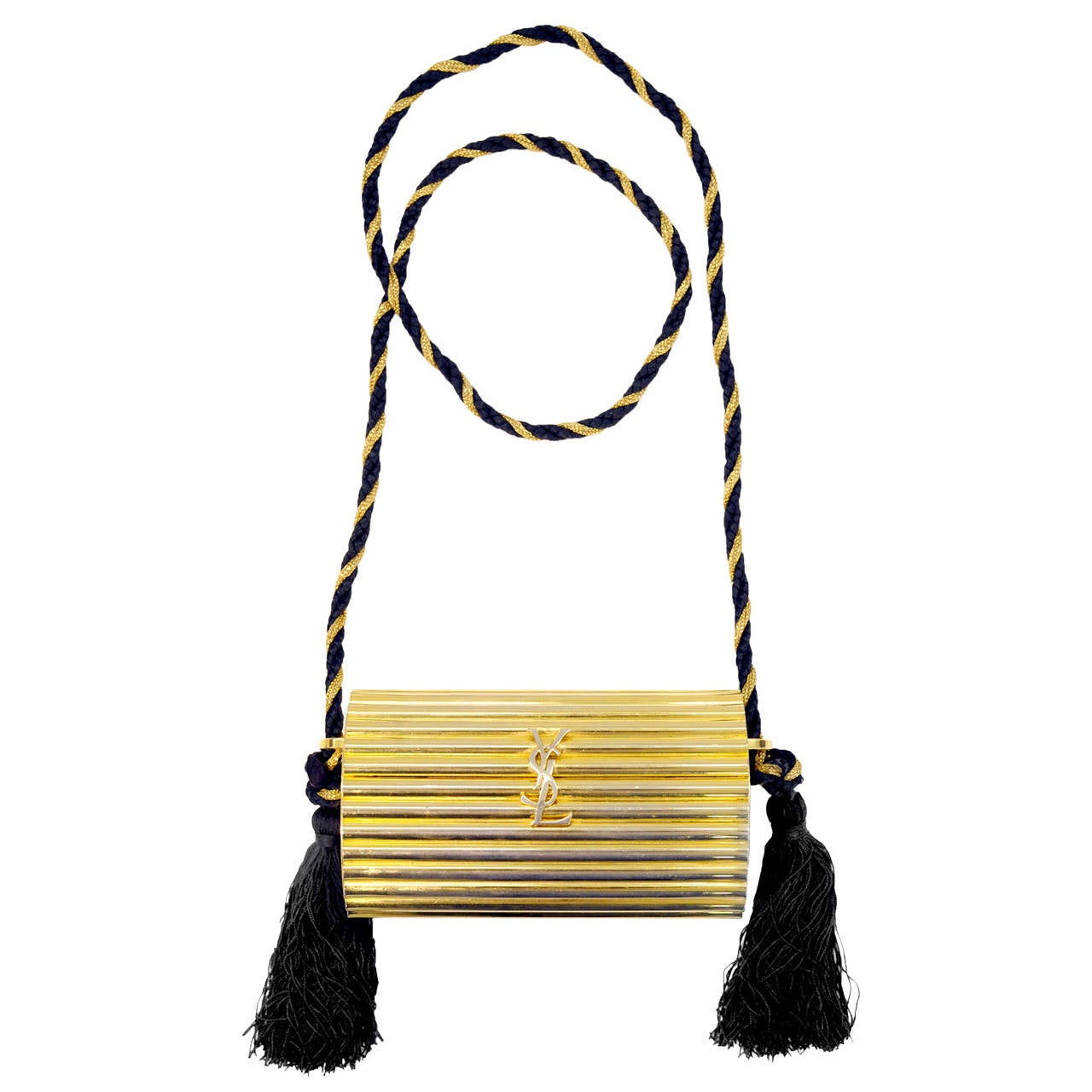 1990s Yves Saint Laurent Gold Tassel Clutch Bag For Sale