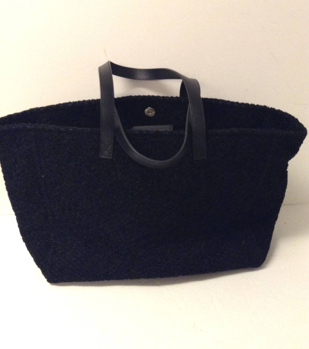 Women's 1990S CHANEL Sport Logo tweed/jersey Tote bag Black and White For Sale