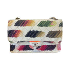 2014 Current Season New Chanel White/Multicolor Colorama (Paint Brush) Flap Bag
