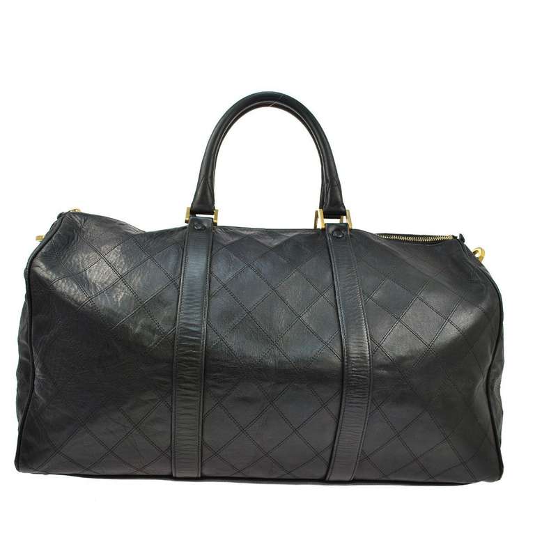 1989 Chanel Quilted Lambskin Duffle/Weekender 4
